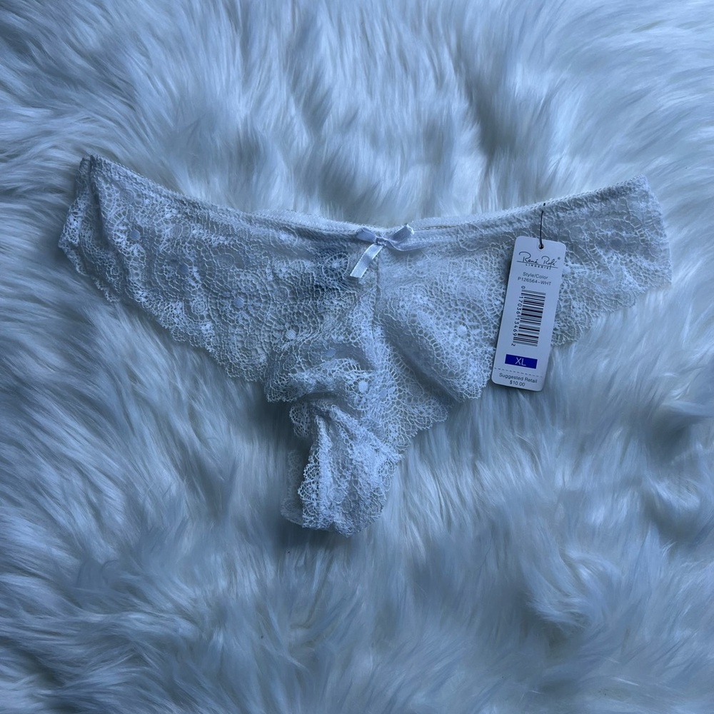 NWT Rene Rofe White Lace Thone Size XL